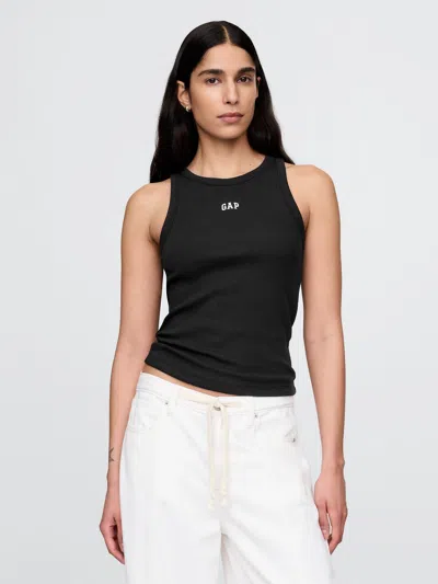Gap Modern Rib Logo Halter Top In Black
