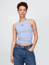Gap Modern Rib Logo Halter Top In Blue Stripe