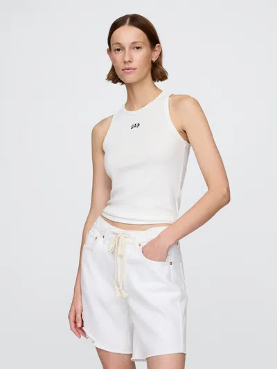 Gap Modern Rib Logo Halter Top In Off White