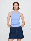 Gap Modern Rib Logo Halter Top In Shirting Blue