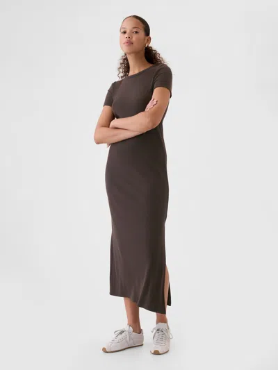 Gap Modern Rib Maxi T-shirt Dress In Terra Brown