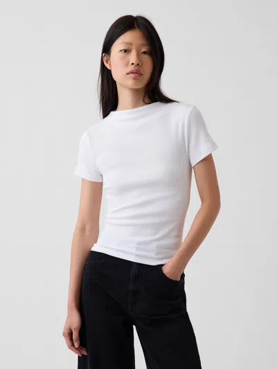 Gap Modern Rib Mockneck Crop T-shirt In White