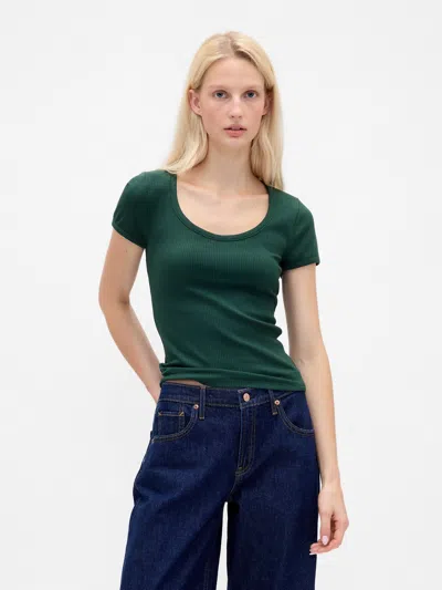 Gap Modern Rib Scoop Crop T-shirt In Green