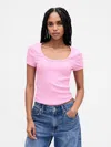 Gap Modern Rib Scoop Crop T-shirt In Pink