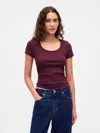 Gap Modern Rib Scoop Crop T-shirt In Red