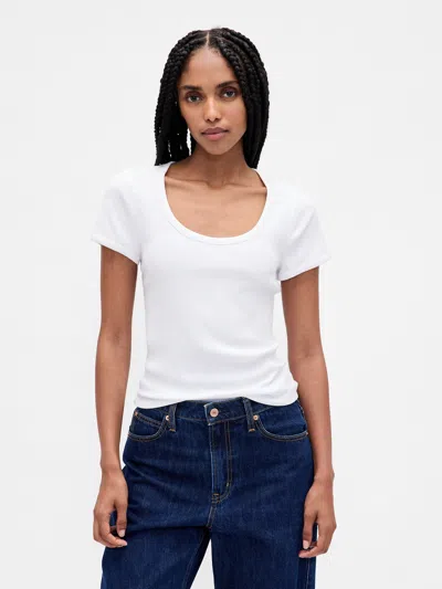 Gap Modern Rib Scoop Crop T-shirt In White