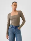 Gap Modern Rib Square-neck Top In Plymouth Rock Brown