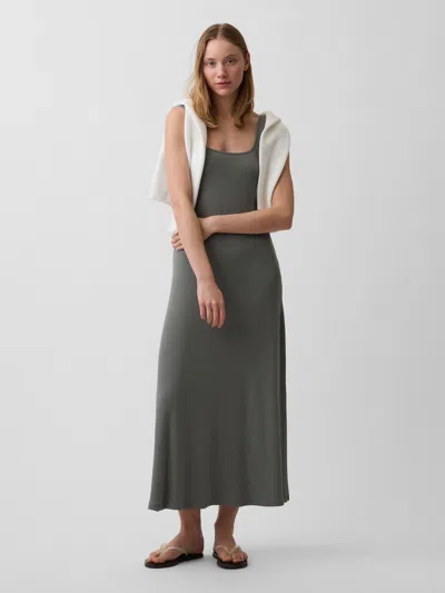 Gap Modern Rib Square-neck Maxi Dress In Green