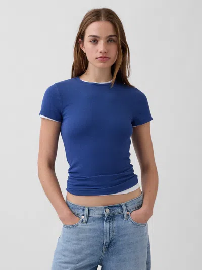 Gap Modern Rib T-shirt In Blue