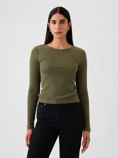Gap Modern Rib T-shirt In Olive Green