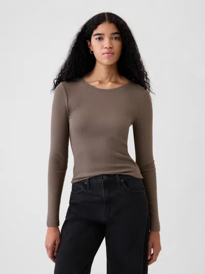 Gap Modern Rib T-shirt In Plymouth Rock Brown