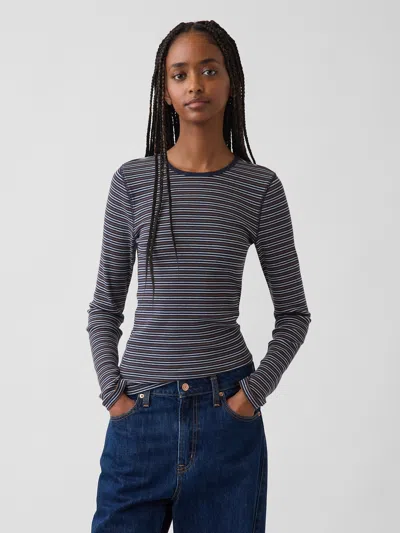 Gap Modern Rib T-shirt In Navy Blue Stripe
