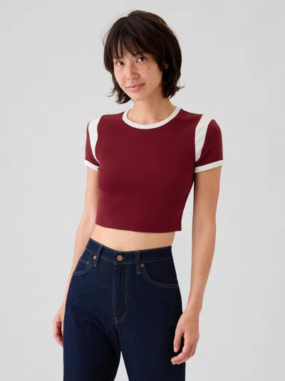 Gap Modern Rib Ultra-cropped T-shirt In Red Delicious
