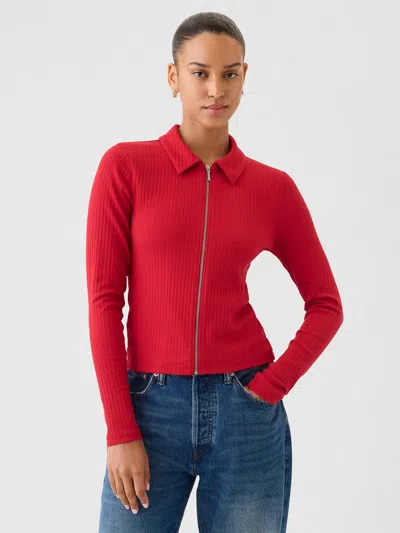Gap Modern Rib Zipper Shirt In Modern Red