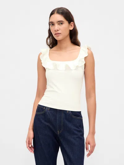 Gap Modern Ruffle Crop Tank Top In White