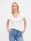 Gap Modern Ruffle Puff-sleeve Crop T-shirt In White