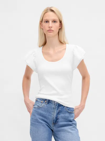 Gap Modern Ruffle Puff-sleeve Crop T-shirt In White