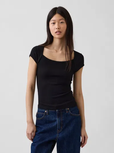 Gap Modern Square-neck Crop T-shirt In Black
