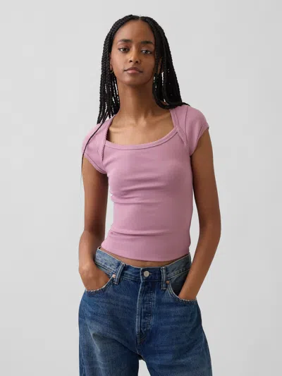 Gap Modern Square-neck Crop T-shirt In Pink