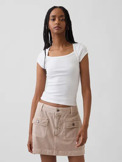 Gap Modern Square-neck Crop T-shirt In White