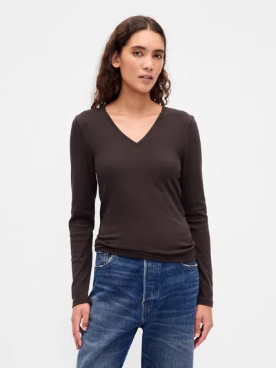 Gap Modern V-neck T-shirt In Brown
