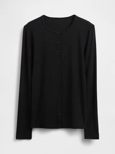 Gap Modern Wide Rib Cardigan In Black