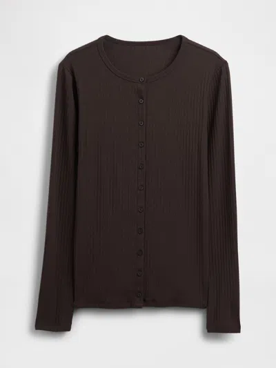 Gap Modern Wide Rib Cardigan In Brown