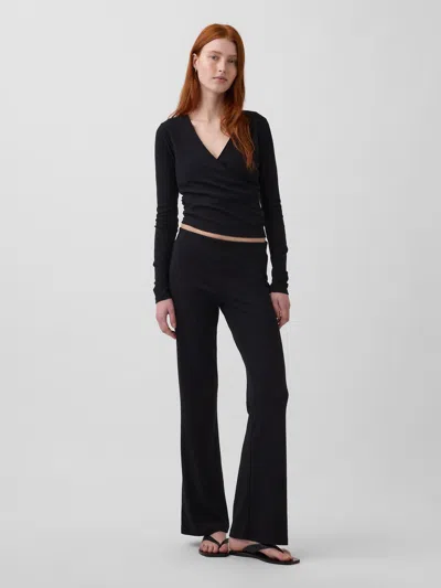 Gap Modern Wide Rib Flare Pants In Black