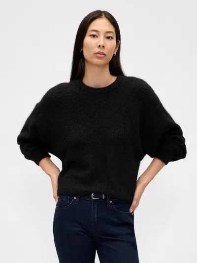 Gap Mohair Oversized Crewneck Sweater In Black