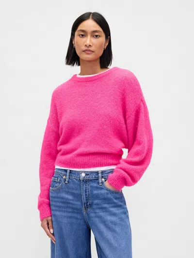 Gap Mohair Oversized Crewneck Sweater In Pink
