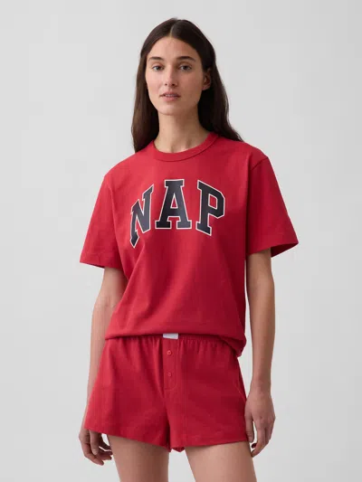 Gap Nap Logo Oversized Pj T-shirt In Red