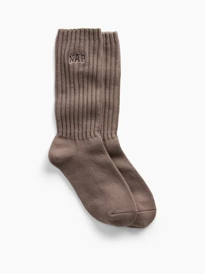 Gap Nap Logo Slouchy Crew Socks In Toasted Almond