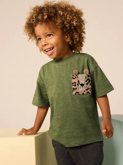 Gap Babies' Next Toddler Cheetah Pocket T-shirt In Green