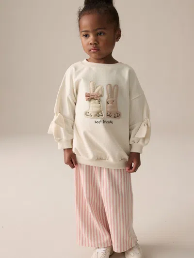 Gap Babies' Next Toddler Sweatshirt & Striped Trousers Set In White