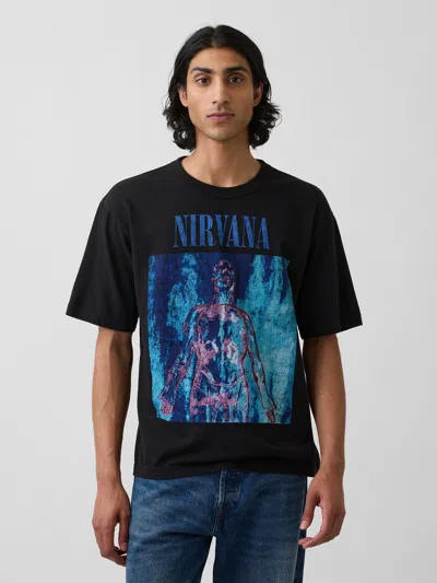 Gap Nirvana Heavyweight Crop Graphic T-shirt In Black