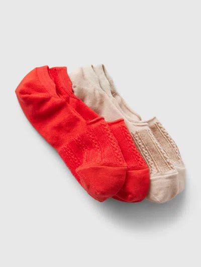 Gap No-show Socks (2-pack) In Fire Coral Red & Beige