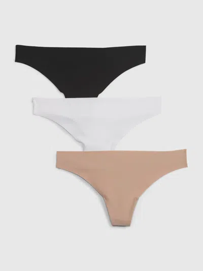 Gap No Show Thong (3-pack) In Black/ White/ & Brush Beige