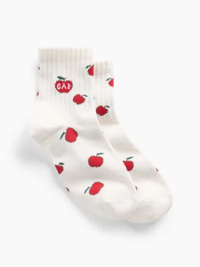 Gap Nyc Icon Print Half Crew Socks In Apple