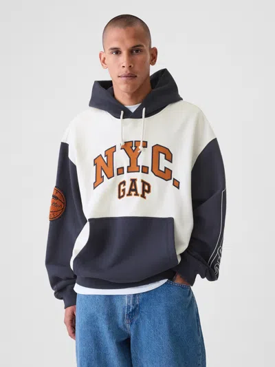 Gap Nyc Logo Colorblock Hoodie In Regular Grey