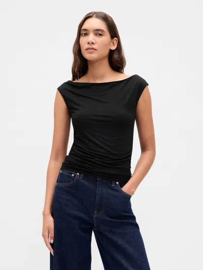 Gap Off-shoulder Ruched Crop Top In Black