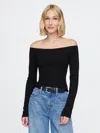 Gap Off-shoulder Sweater Top In Ivory Beige Frost
