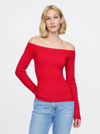 Gap Off-shoulder Sweater Top In Modern Red