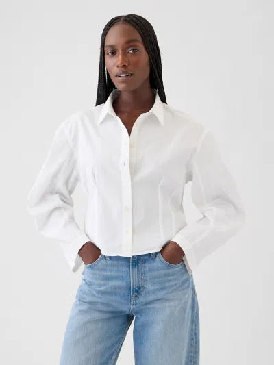 Gap Organic Cotton Barrel Sleeve Cropped Shirt In Optic White