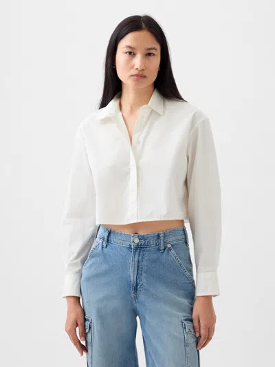 Gap Organic Cotton Cropped Shirt In Off White