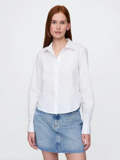 Gap Organic Cotton Cropped Shirt In Optic White