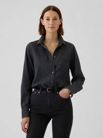 Gap Organic Cotton Denim Perfect Shirt In Black Wash