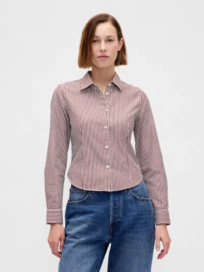 Gap Organic Cotton Fitted Crop Shirt In Red