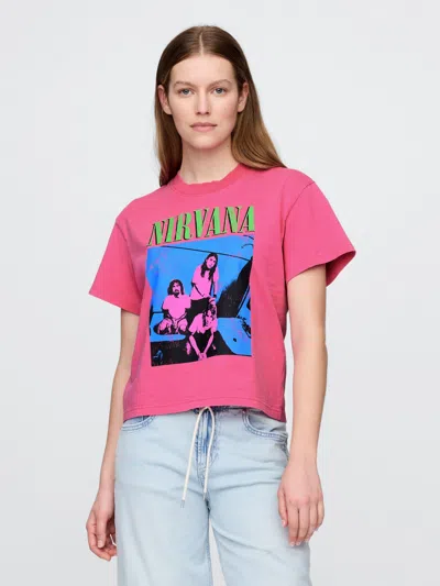 Gap Organic Cotton Graphic T-shirt In Nirvana (standout Pink)