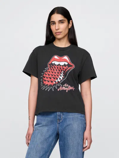 Gap Organic Cotton Graphic T-shirt In Rolling Stones (black)