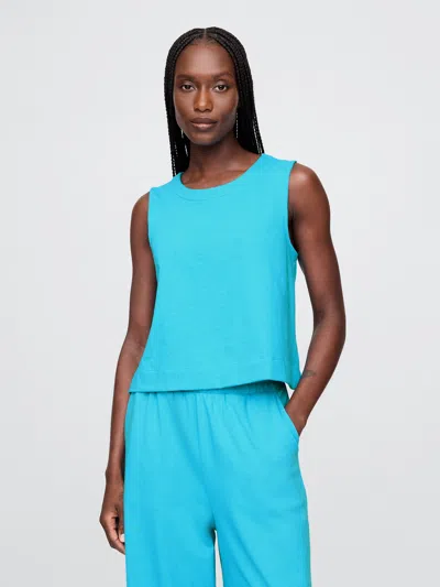 Gap Organic Cotton Heavyweight Cropped Shell Tank Top In Cyan Blue